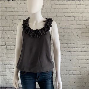 Banana Republic Charcoal Grey Fringe Neckline